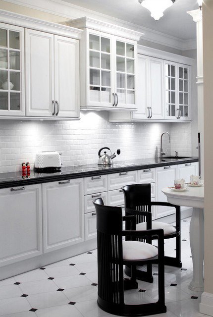 Дизайн черно-белой кухни: 40 стильных монохромных интерьеров