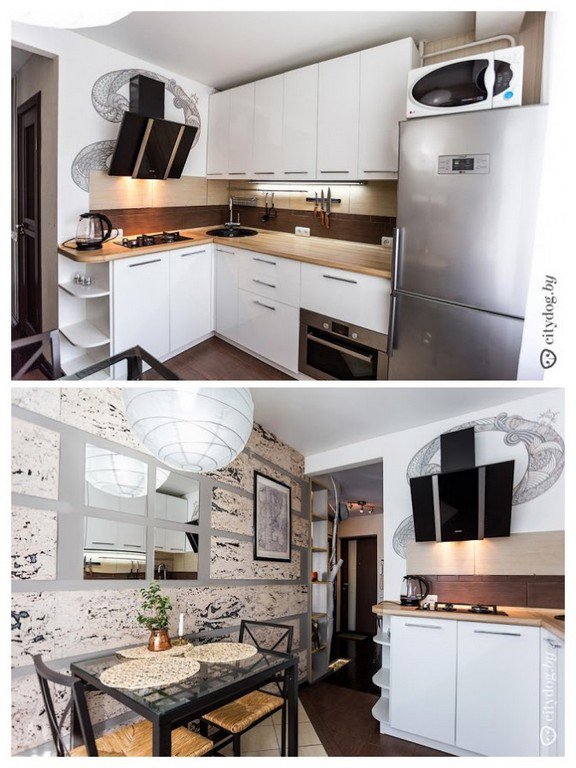 Дизайн кухни 6 кв м с холодильником 33 фото варианты оформления интерьера кухни 6 квадратных метров интересные проекты
