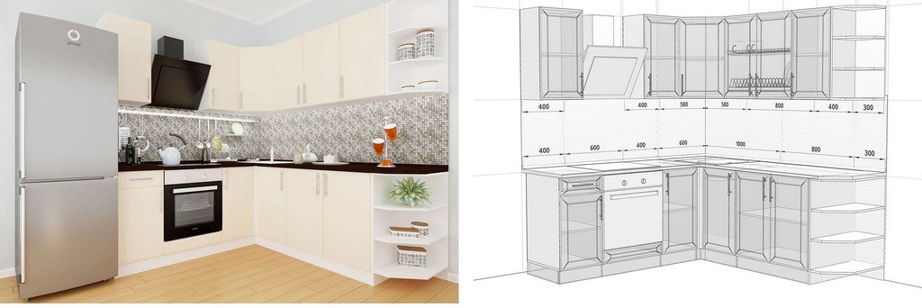 Проекты кухонных гарнитуров эскизы с размерами 42 фото Как .